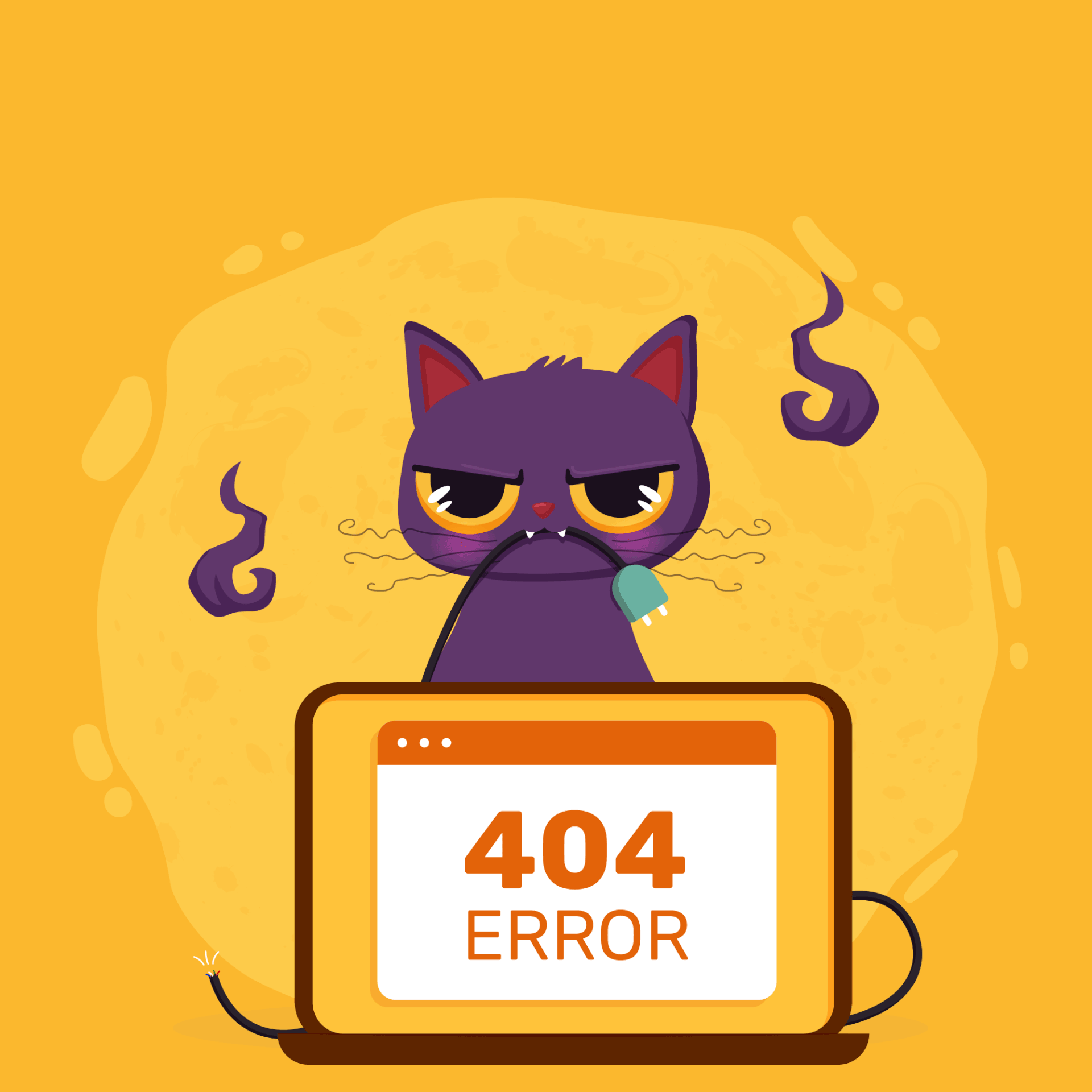 Gato bravo que mordeu o cabo de internet causando erro 404